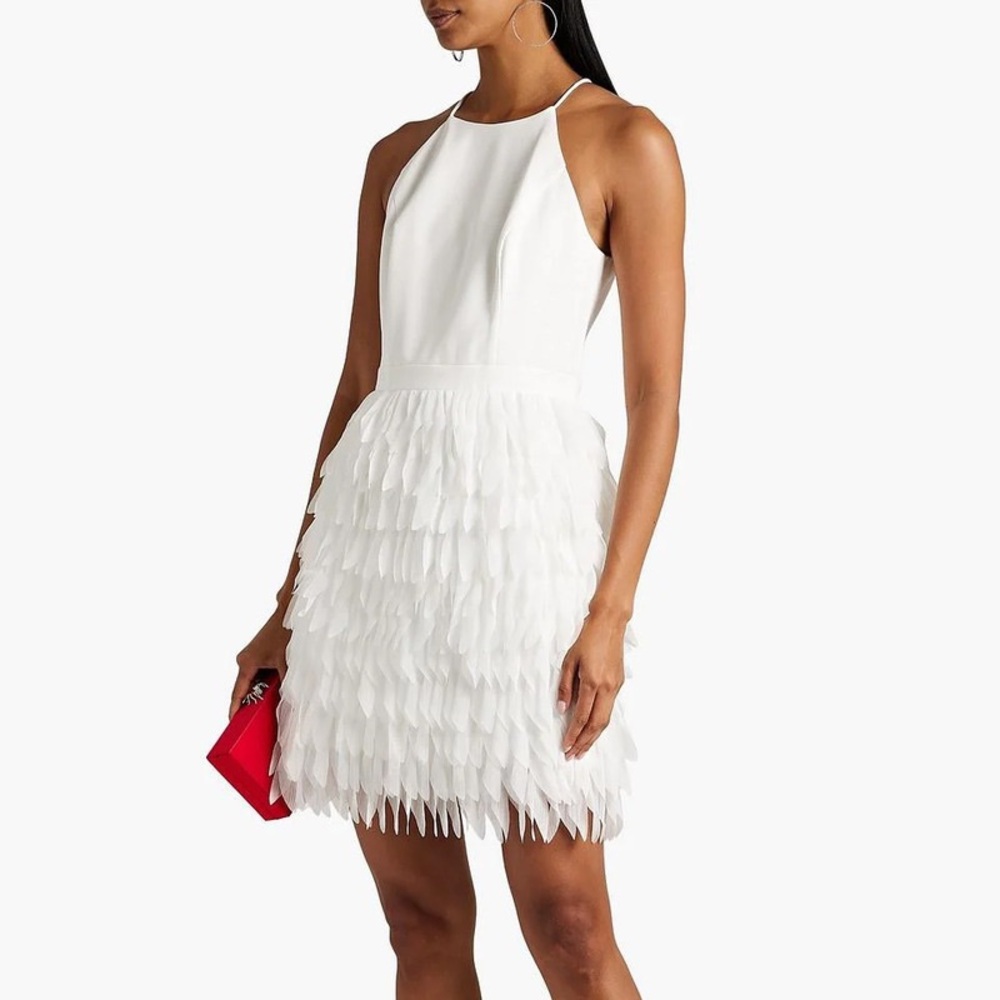 Aidan by Aidan Mattox 
Feather-trim sheath dress